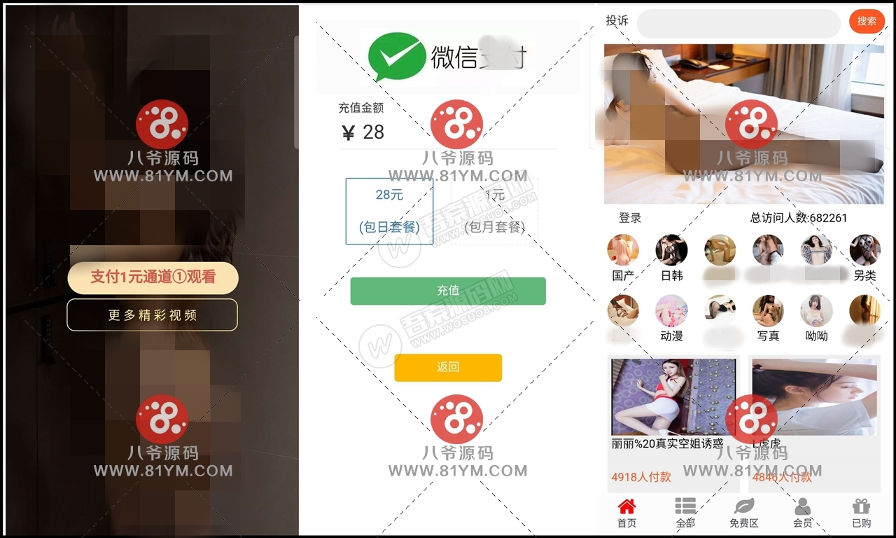 超越云赏金牌包天包月微信打赏视频平台源码网站系统代理平台+会员功能+多套模板-彩金网